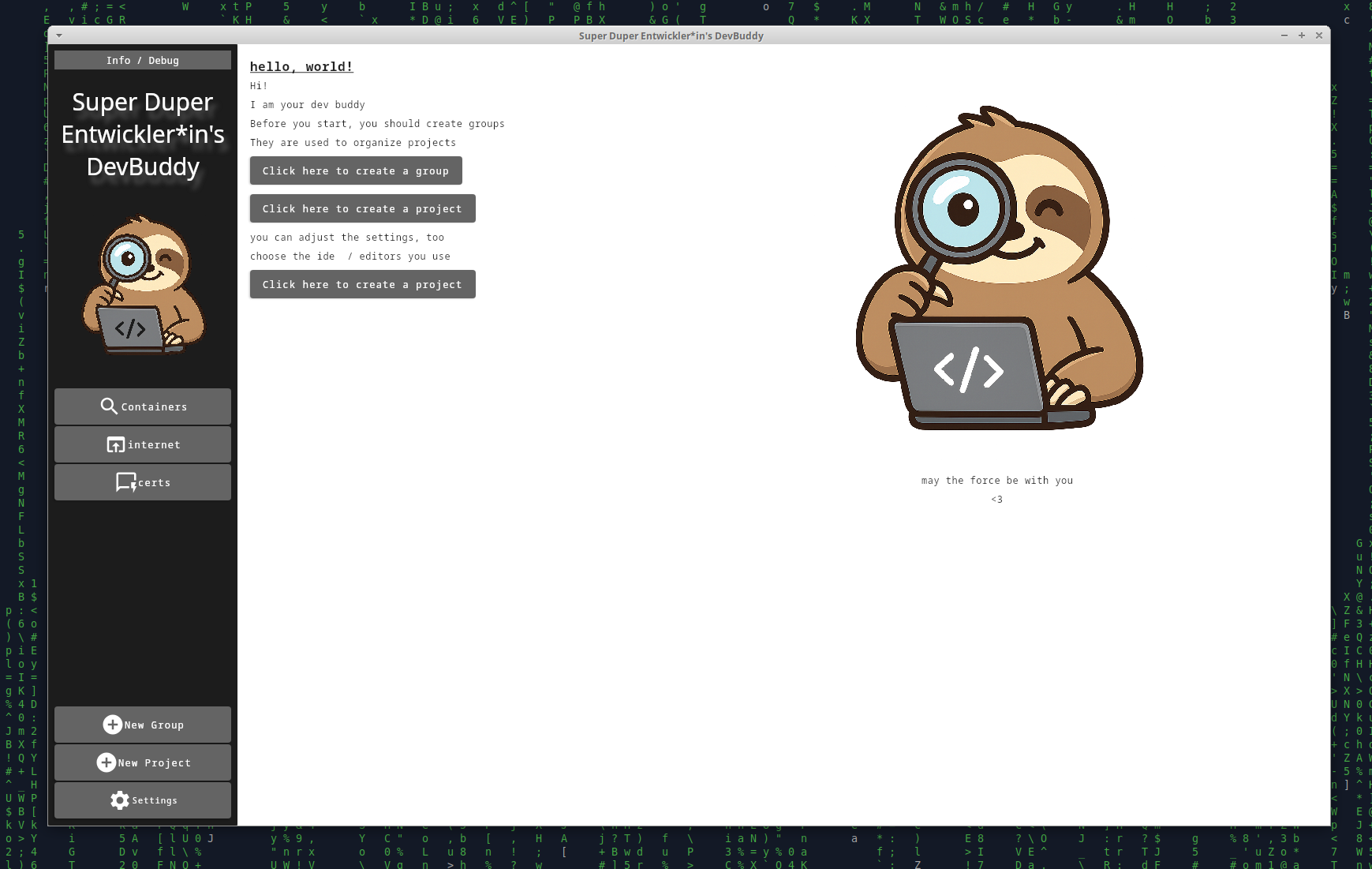 my devbuddy start page